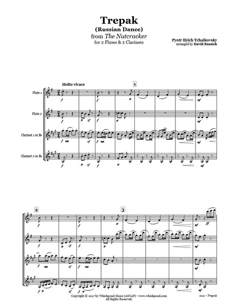 Nutcracker Russian Dance Flute/Clarinet Quartet
