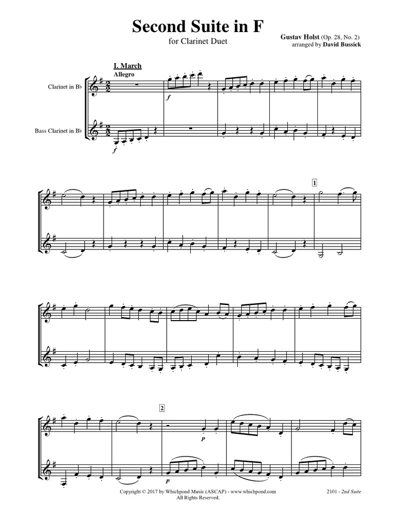 Holst Second Suite Clarinet Duet – Whichpond Music