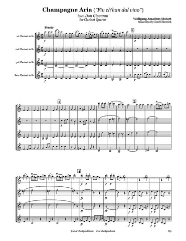 Mozart Champagne Aria Clarinet Quartet
