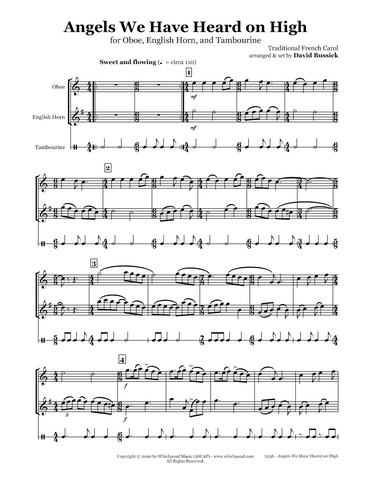 Angels We Have Heard On High Oboe/English Horn Duet & Tambourine