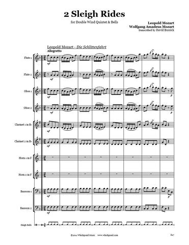 Mozart 2 Sleigh Rides Double Wind Quintet & Bells