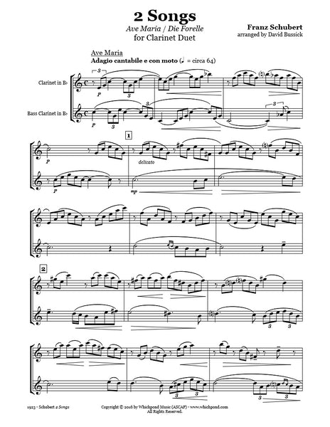 Schubert 2 Songs Clarinet Duet