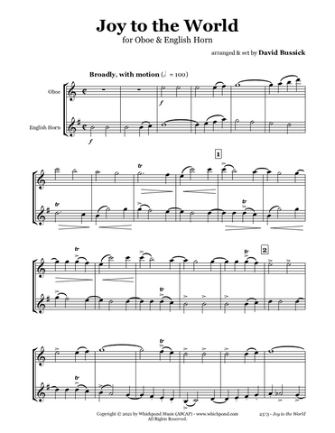 Joy to the World Oboe/English Horn Duet