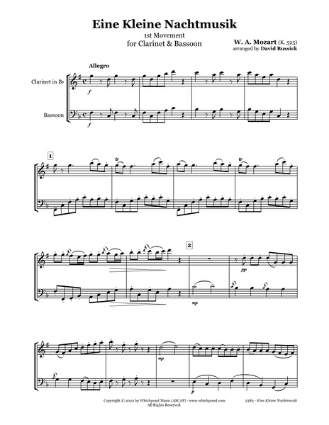 Mozart Eine Kleine Nachtmusik Clarinet/Bassoon Duet