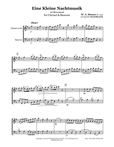 Mozart Eine Kleine Nachtmusik Clarinet/Bassoon Duet