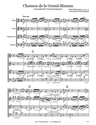 Pierné Chanson de la Grand Maman Wind Quartet