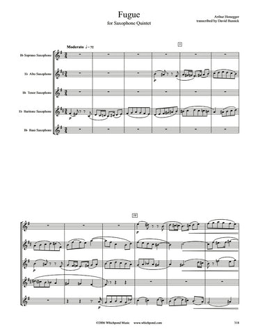 Honegger Fugue Saxophone Quintet