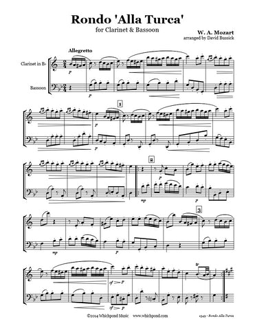 Mozart Turkish March Clarinet/Bassoon Duet