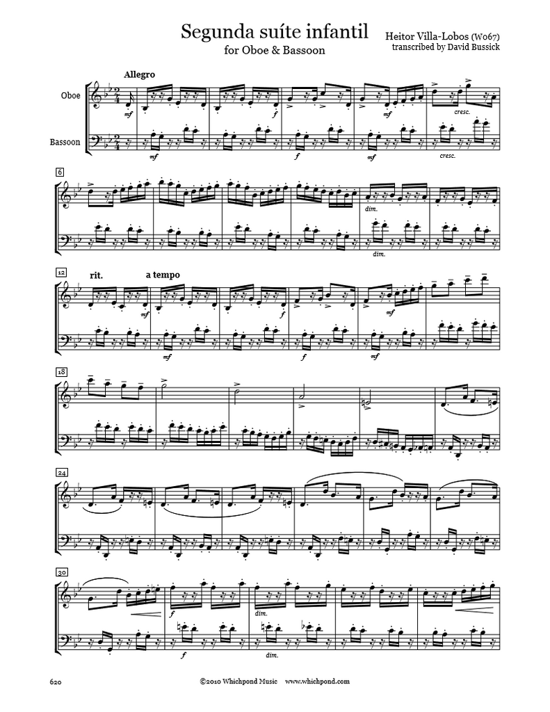 Villa-Lobos Second Suite Oboe/Bassoon Duet – Whichpond Music