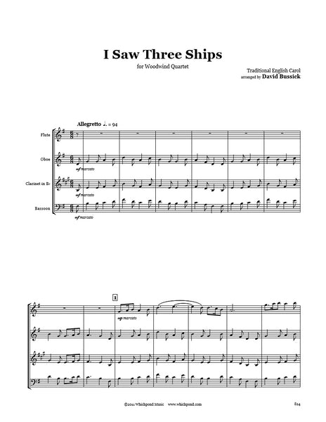 I Saw 3 Ships Wind Quartet