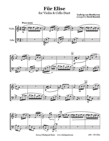 Beethoven Für Elise Violin/Cello Duet