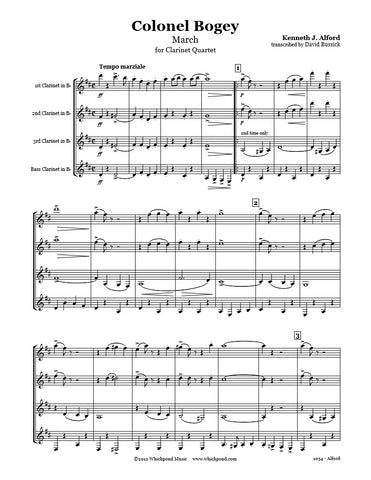 Alford Colonel Bogey March Clarinet Quartet