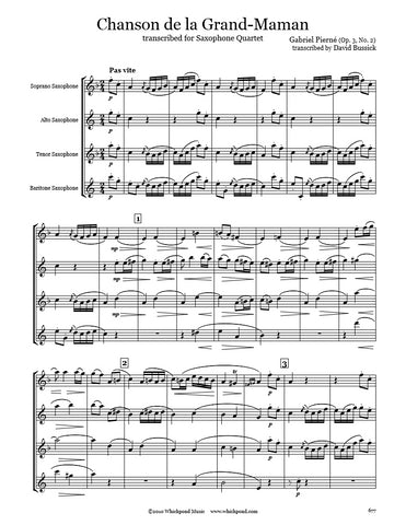 Pierné Chanson de la Grand Maman Saxophone Quartet