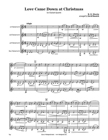 Love Came Down at Christmas Clarinet Quartet