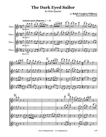 Vaughan Williams Dark Eyed Sailor Flute Quartet