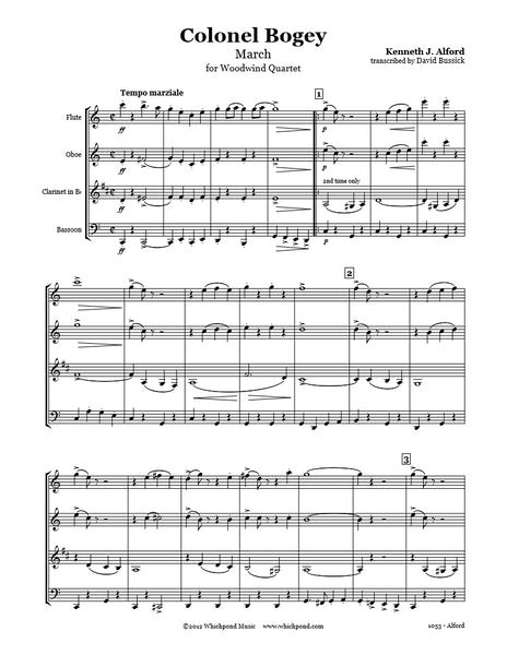 Alford Colonel Bogey March Wind Quartet