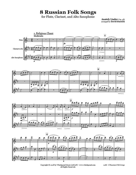 Lyadov 8 Russian Folk Songs Flute/Clarinet/Sax Trio