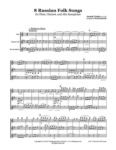 Lyadov 8 Russian Folk Songs Flute/Clarinet/Sax Trio