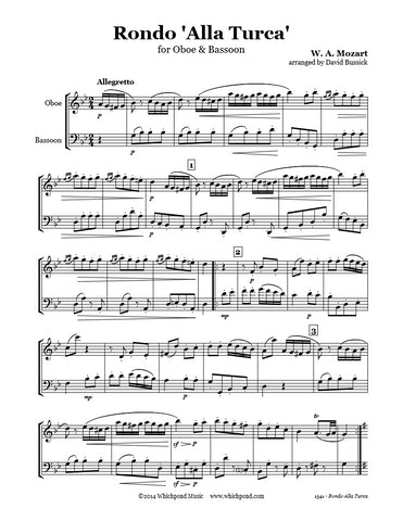 Mozart Turkish March Oboe/Bassoon Duet