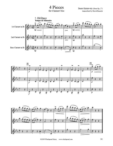 Kabalevsky 4 Pieces Clarinet Trio