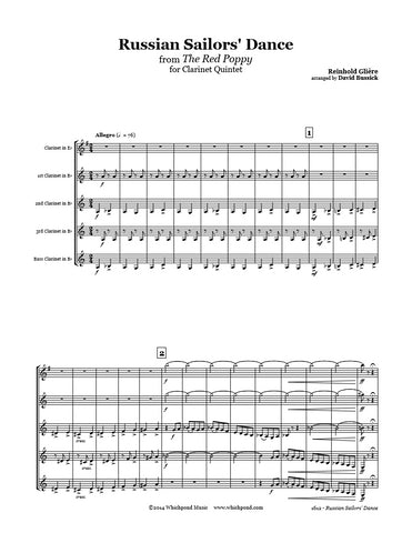 Gliere Russian Sailors Dance Clarinet Quintet