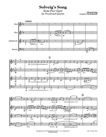 Grieg Solveig's Song Wind Quartet