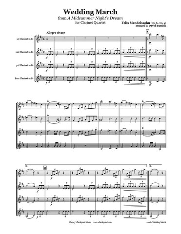 Mendelssohn Wedding March Clarinet Quartet