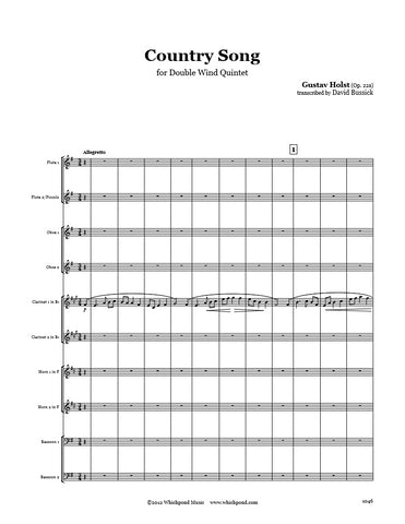 Holst Country Song Double Wind Quintet