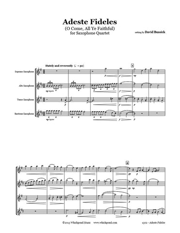 O Come All Ye Faithful Saxophone Quartet