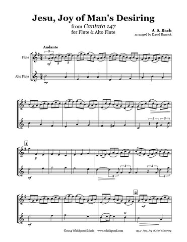Bach Jesu Joy of Man's Desiring Flute Duet (C Flute/Alto Flute)