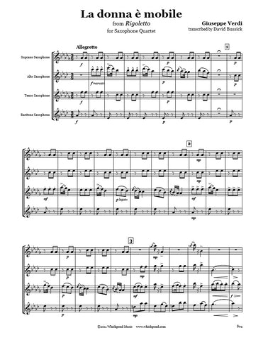 Verdi La Donna E Mobile Saxophone Quartet