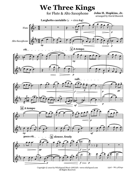 We Three Kings Flute/Saxophone Duet
