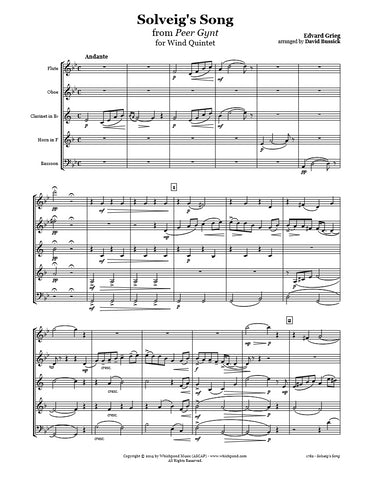 Grieg Solveig's Song Wind Quintet