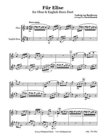 Beethoven Für Elise Oboe/English Horn Duet