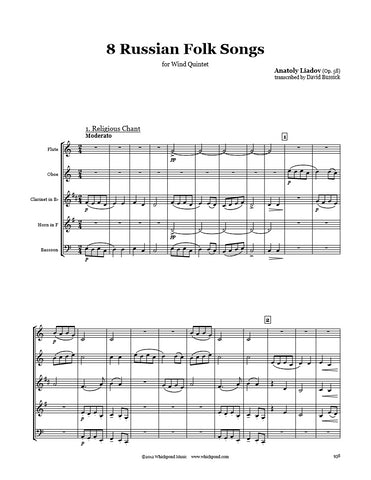 Lyadov 8 Russian Folk Songs Wind Quintet