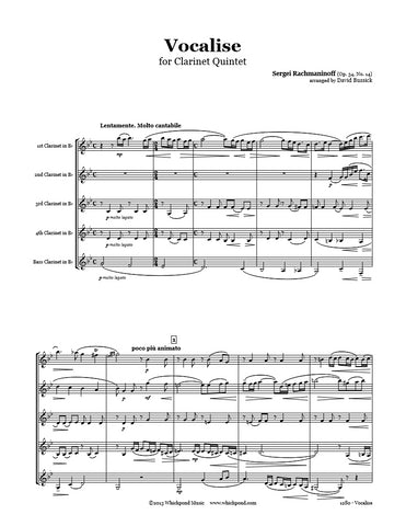 Rachmaninov Vocalise Clarinet Quintet