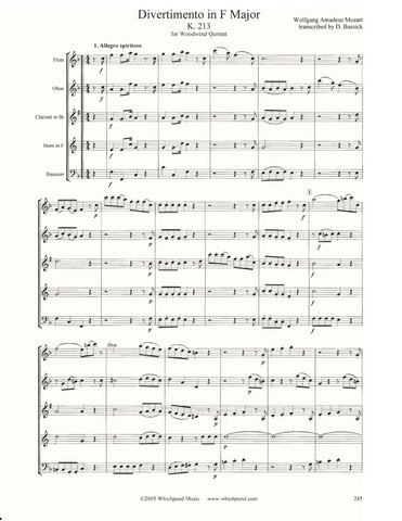 Mozart Divertimento K. 213 Wind Quintet