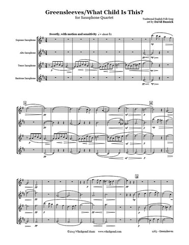 Greensleeves/What Child Is This Saxophone Quartet