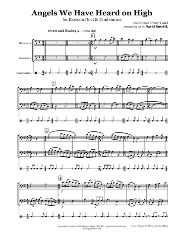 Angels We Have Heard On High Bassoon Duet & Tambourine