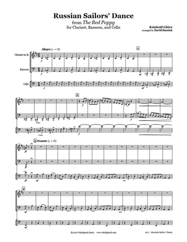 Gliere Russian Sailors Dance Clarinet/Bassoon/Cello Trio