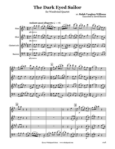 Vaughan Williams Dark Eyed Sailor Wind Quartet