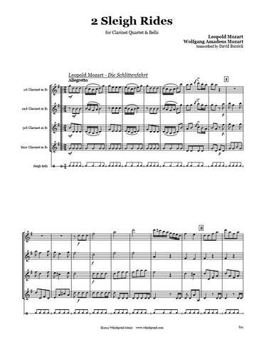Mozart 2 Sleigh Rides Clarinet Quartet & Bells