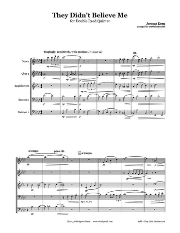 Kern They Didn't Believe Me Double Reed Quintet