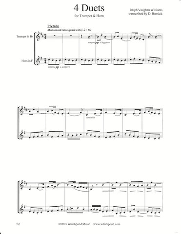 Vaughan Williams 4 Pieces Trumpet/Horn Duet