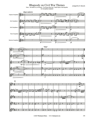Rhapsody on Civil War Themes Saxophone Quintet