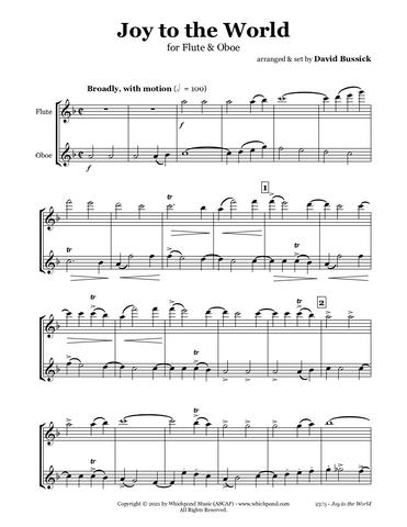 Joy to the World Flute/Oboe Duet
