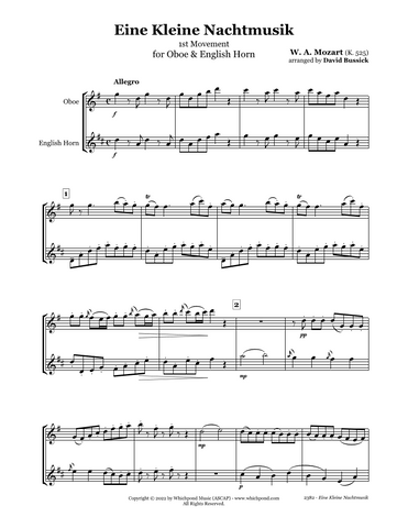 Mozart Eine Kleine Nachtmusik Oboe/English Horn Duet