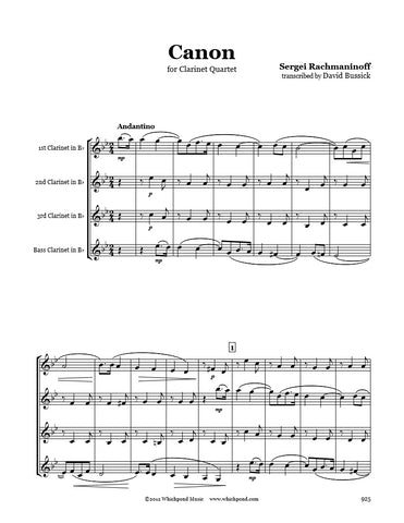Rachmaninov Canon Clarinet Quartet