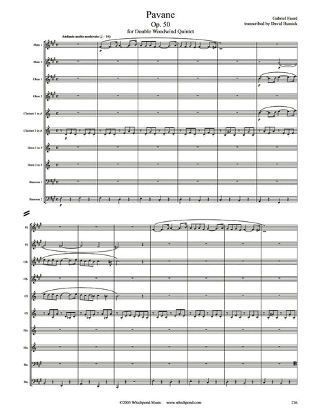 Fauré Pavane Double Wind Quintet