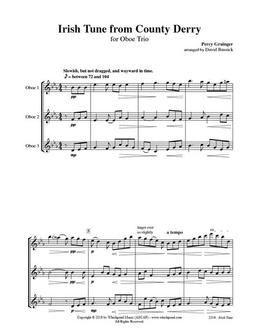 Grainger Irish Tune Oboe Trio